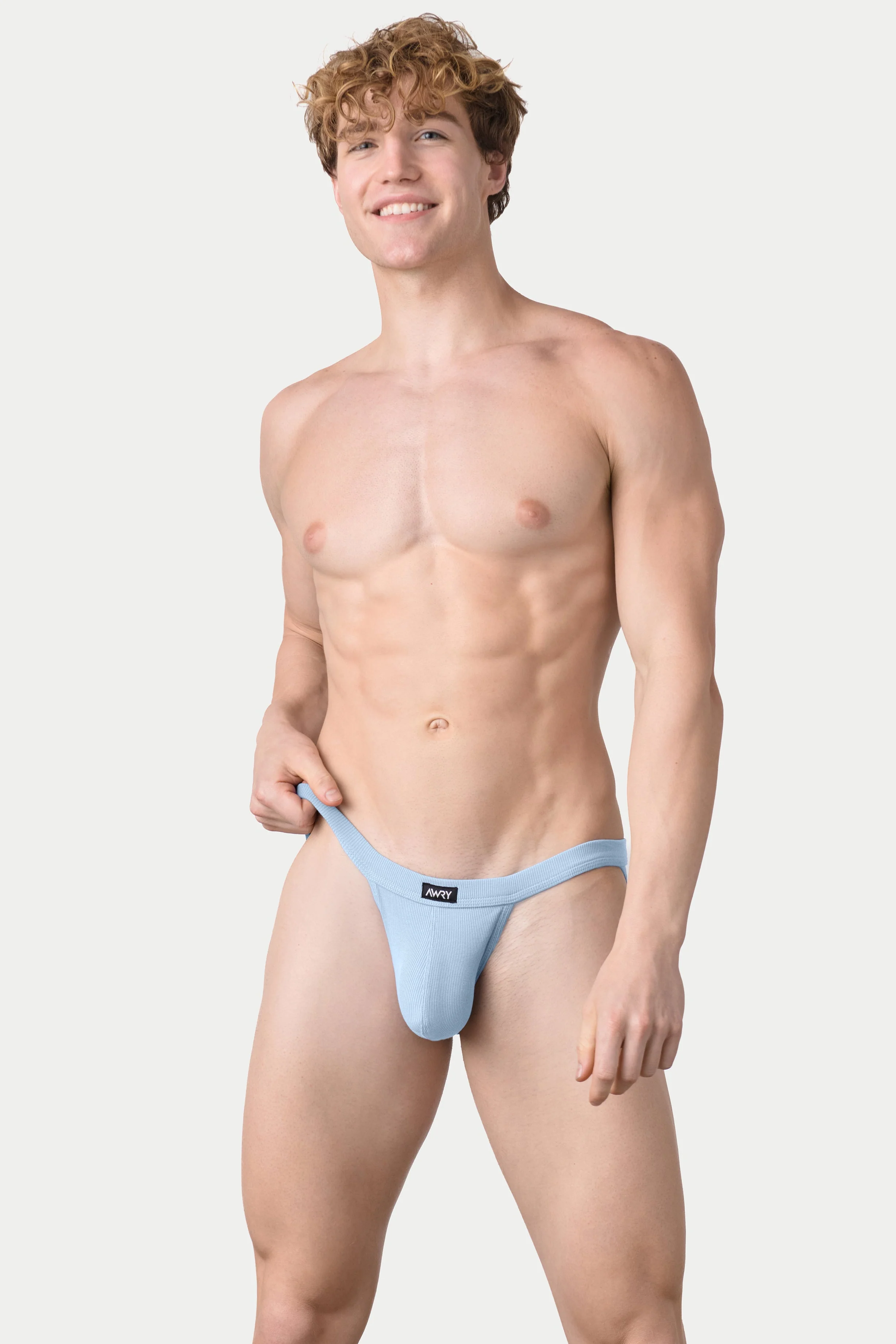 RIBBED Tanga Briefs - Sky Blue - Image 2